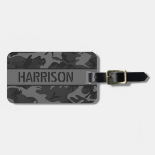 Personalised Grey Camo Luggage Tag