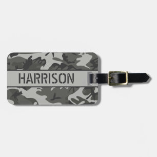 Personalised Grey Camo Luggage Tag