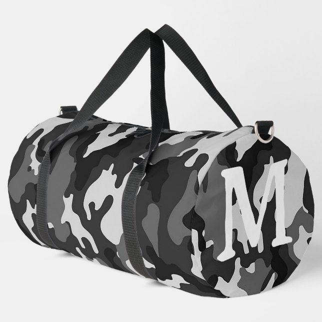 Personalised Grey Camouflage Duffle Bag (Left Corner)