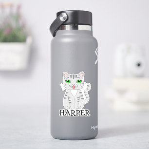 Personalised Grey Cat Name Label