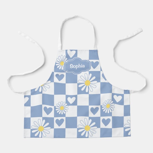Personalised Grey Chequered Apron (Front)