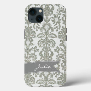 Personalised Grey Damask iPhone 6 Case