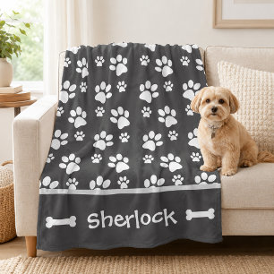 Personalised Grey Dog Blanket Puppy Gift 