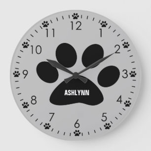 Personalised Grey Dog Large Clock