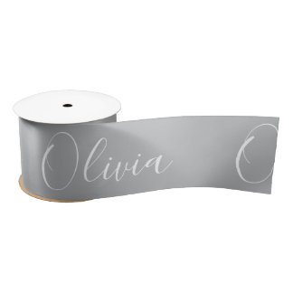 Personalised Grey Elegant Name Satin Ribbon