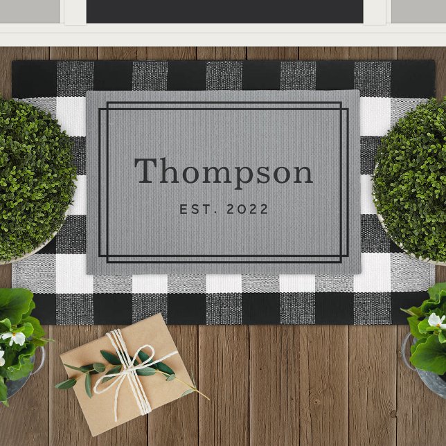 Personalised Grey Family Last Name Monogram Doormat (Creator Uploaded)