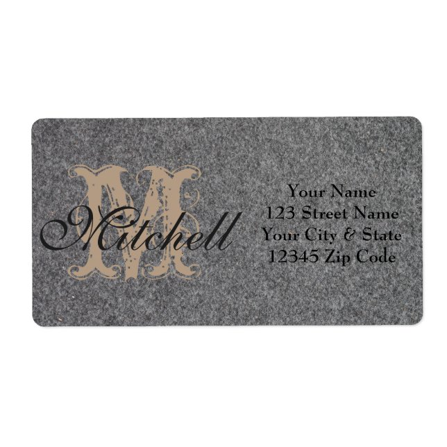 Personalised Grey Felt Shipping address labels (Front)