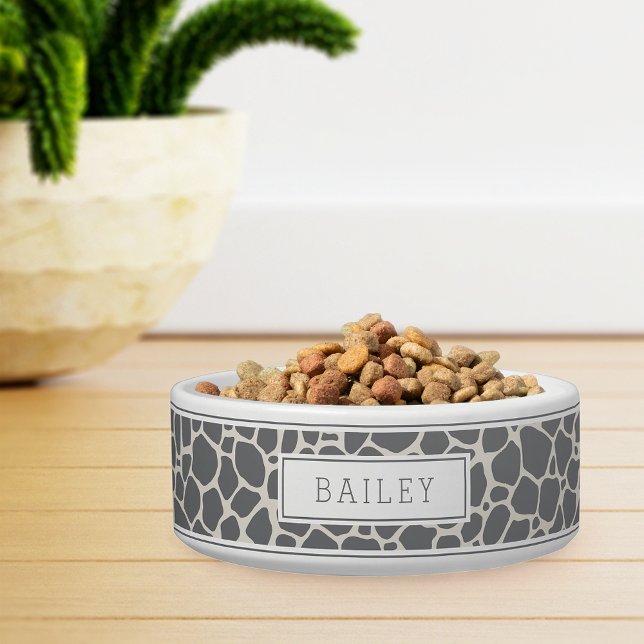 Personalised Grey Giraffe Animal Print Pet Bowl (Creator Uploaded)