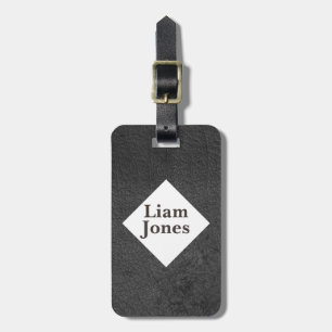 Personalised Grey Leather Print luggage tag