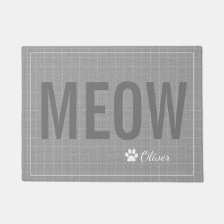 Personalised Grey Meow Cat Pet Mat