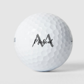 Personalised Grey Monogram Add Name Golf Balls