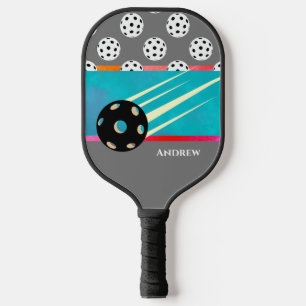 Personalised Grey & Multi-coloured Custom Pickleball Paddle