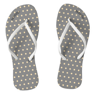 Personalised Grey & Peach Polka Dot Jandals