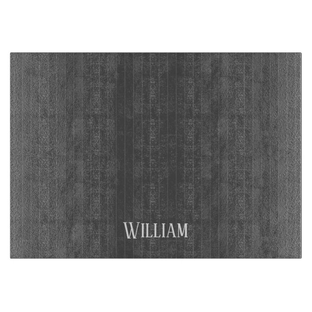 Personalised grey pinstripes cutting board (Front)