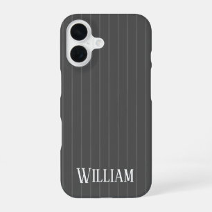 Personalised grey pinstripes iPhone 16 case
