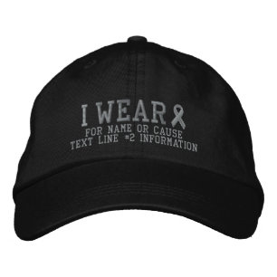 Personalised Grey Ribbon Awareness Embroidery Embroidered Hat
