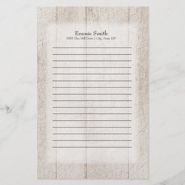 Personalised Grey Rustic Wood Stationery (Front)