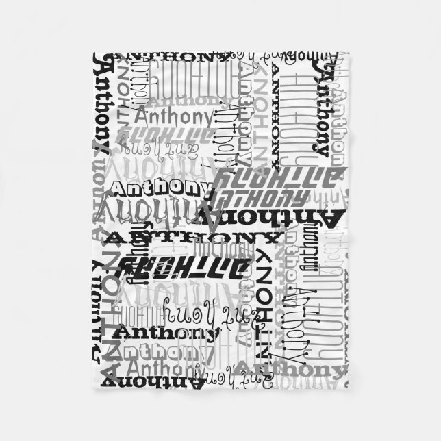 Personalised Grey Shades Custom Name Collage Fleece Blanket (Front)