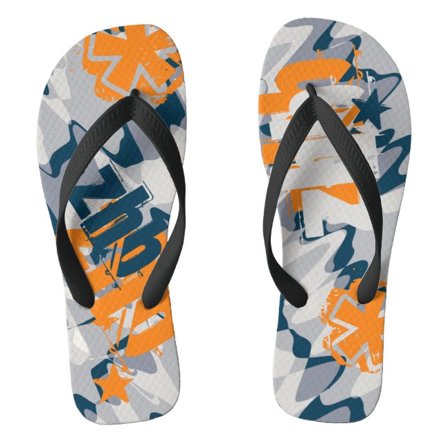 Personalised Grey Shock Wave Camouflage Jandals (Footbed)