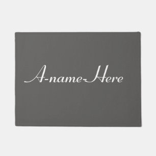 Personalised grey solid with white name custom doormat
