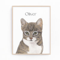 Personalised Grey Tabby Cat Art