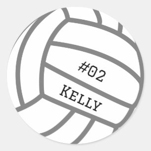 Personalised Grey Volleyball Stickers