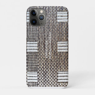 Personalised Grey & White Faux Burlap2 Luggage Tag Case-Mate iPhone Case