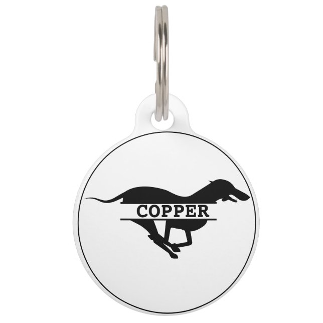 Personalised Greyhound Round Pet Tag (Front)