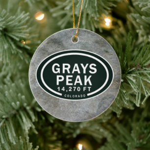 Personalised Greys Peak Colorado Mountain Ceramic Tree Decoration