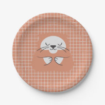Personalised grid line brown cute cat
