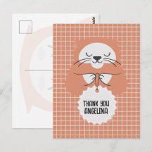 Personalised grid line brown cute cat