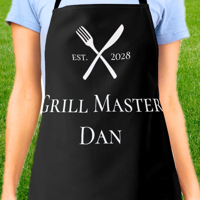 Personalised Grill Master BBQ utensils EST. Year Apron (Personalized Grill Master BBQ utensils EST. Year Apron)