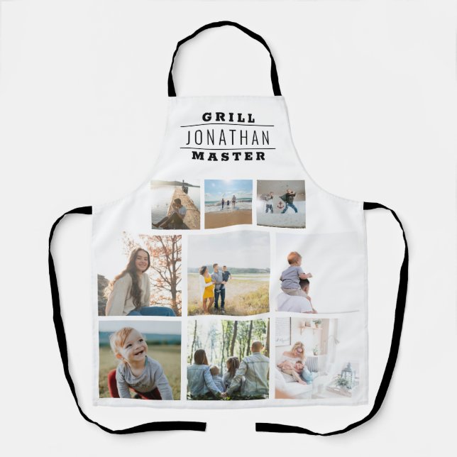 Personalised Grill Master Name Photo Collage Apron (Front)