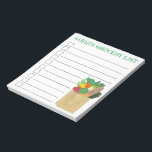 Personalised Grocery Food Shopping List Groceries Notepad<br><div class="desc">Design features an original marker illustration of a bag of groceries from the farmer's market or greenmarket, including fruits, vegetables, cheese, fresh-baked bread and other grocery favourites. Ideal as a gift for a chef or foodie. Just personalise with your information. Lots of additional foodie-themed illustrations are also available from this...</div>