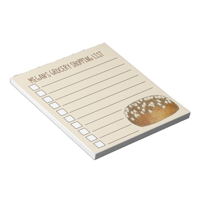 Personalised Grocery List Baker Dinner Rolls Notepad (Angled)