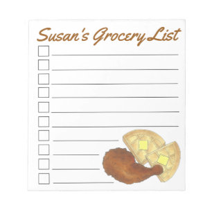 Personalised Grocery List Chicken and Waffles Notepad