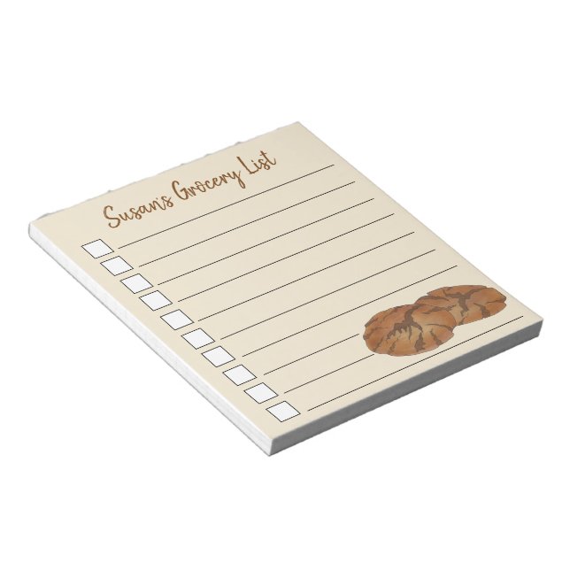 Personalised Grocery List Gingersnap Cookies Notepad (Angled)