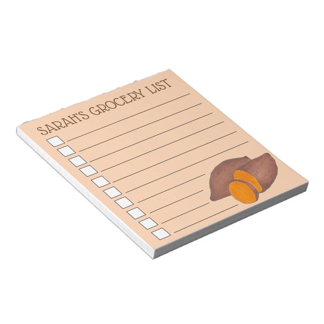 Personalised Grocery List Sweet Potato Yam Notepad (Angled)