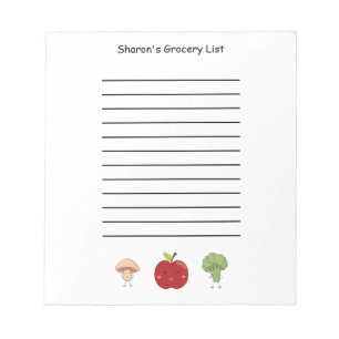 Personalised Grocery List with Vegetables & Apple Notepad