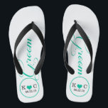 Personalised Groom (aqua) Jandals<br><div class="desc">Fun,  custom wedding flip flops</div>