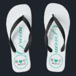 Personalised Groom (aqua) Jandals<br><div class="desc">Fun,  custom wedding flip flops</div>