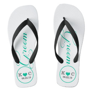 Personalised Groom (aqua) Jandals