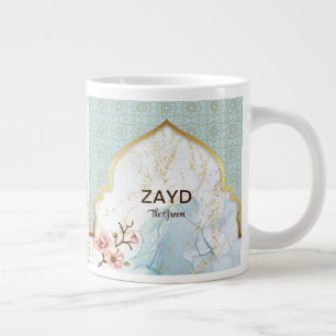 Personalised Groom Coffee Mug – Light Blue & Gold