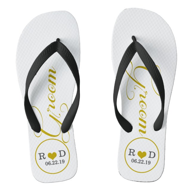 Personalised Groom (gold) Jandals (Footbed)