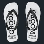 Personalised Groom Wedding - Custom Colours Jandals<br><div class="desc">Celebrate your wedding day celebration in comfort with these personalised flip flops. Customise with the groom's name and wedding date. The background is white, however you can change the colour by clicking on Customise It. Match your wedding colours to these flip flops. Because of the black text you'll need to...</div>