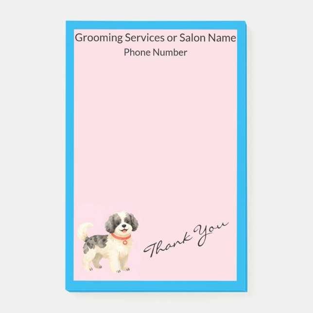Personalised Grooming Dog Modern Collection Post-it Notes (Front)