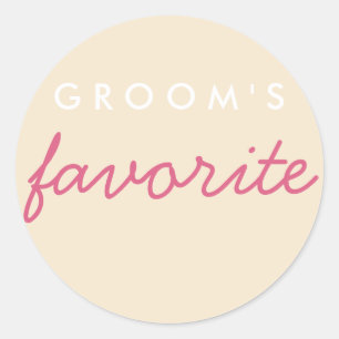 Personalised Groom's Favourite Blush Champagne Classic Round Sticker