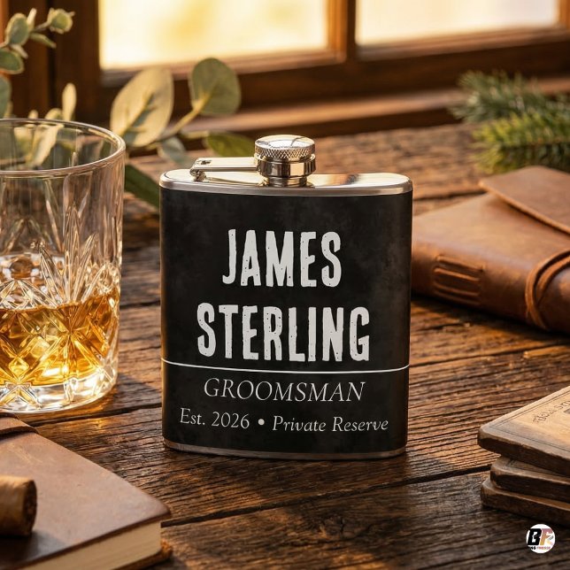 Personalised Groomsman Black Chalkboard Custom Nam Hip Flask (Creator Uploaded)