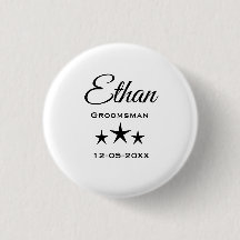 Personalised Groomsman Custom Name Button