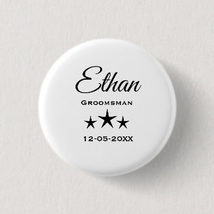 Personalised Groomsman Custom Name Button